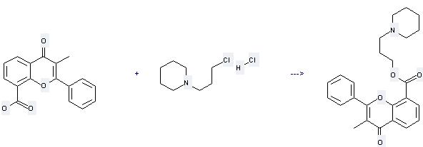 3-Methylflavone-8-carboxylic acid can react with 1-(3-Chloro-propyl)-piperidine; hydrochloride to get 3-Methyl-4-oxo-2-phenyl-4H-chromene-8-carboxylic acid 3-piperidin-1-yl-propyl ester.
